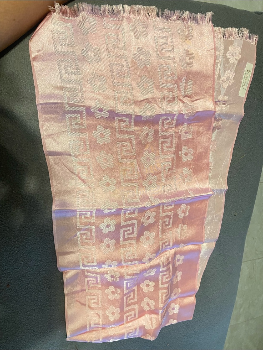 Versace Collection Pink Floral Jacquard Silk-Blend Scarf